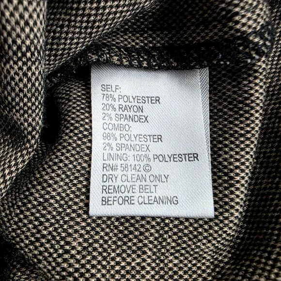 London Times Black and Grey Houndstooth Plaid Cap Sleeve Midi Dress Size 8 - Picture 13 of 13